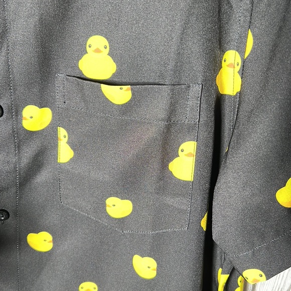 Visive Novelty Print Mens Short Sleeve Button Down Shirt - Rubber Duck size S - Picture 9 of 10